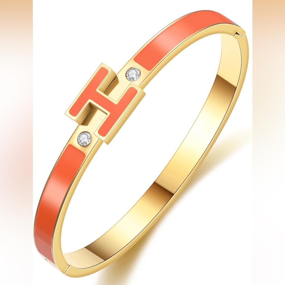 Gold and H Orange Bracelet